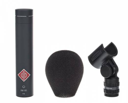 Neumann KM185 STEREOSET Stereo set includes two each: KM 185, SG 21 BK, WNS 100 in one woodbox - Neumann KM185 STEREOSET Small-Diaphragm Hypercardioid Stereo Set Microphones-Matte Black