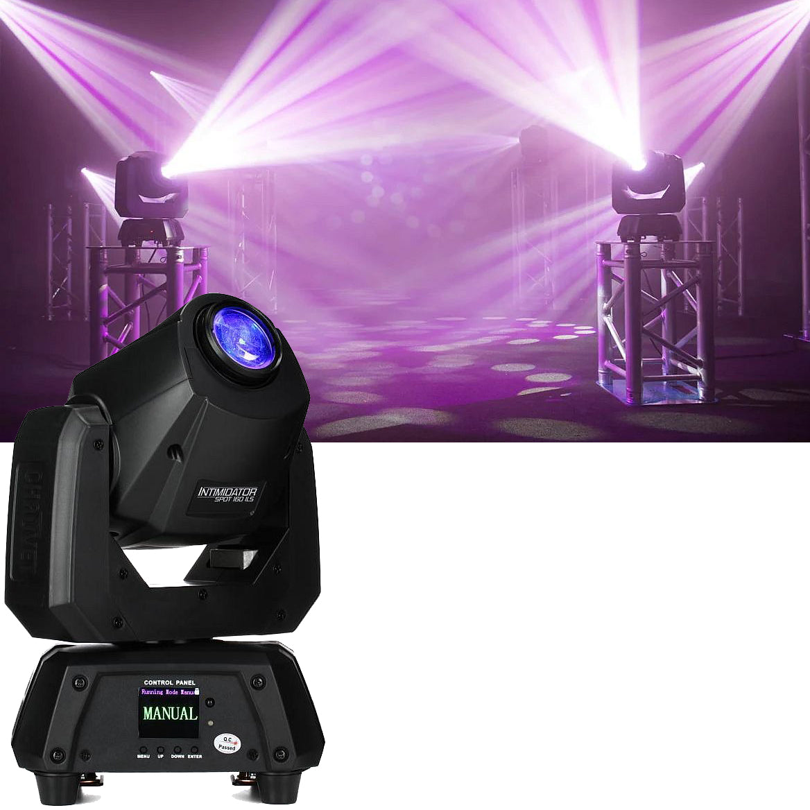 CHAUVET INTIMSPOT160-ILS LED - 9 + open, split colors, continuous scroll at variable speeds - Chauvet DJ Intimidator Spot 160 ILS LED Moving Head Light Fixture