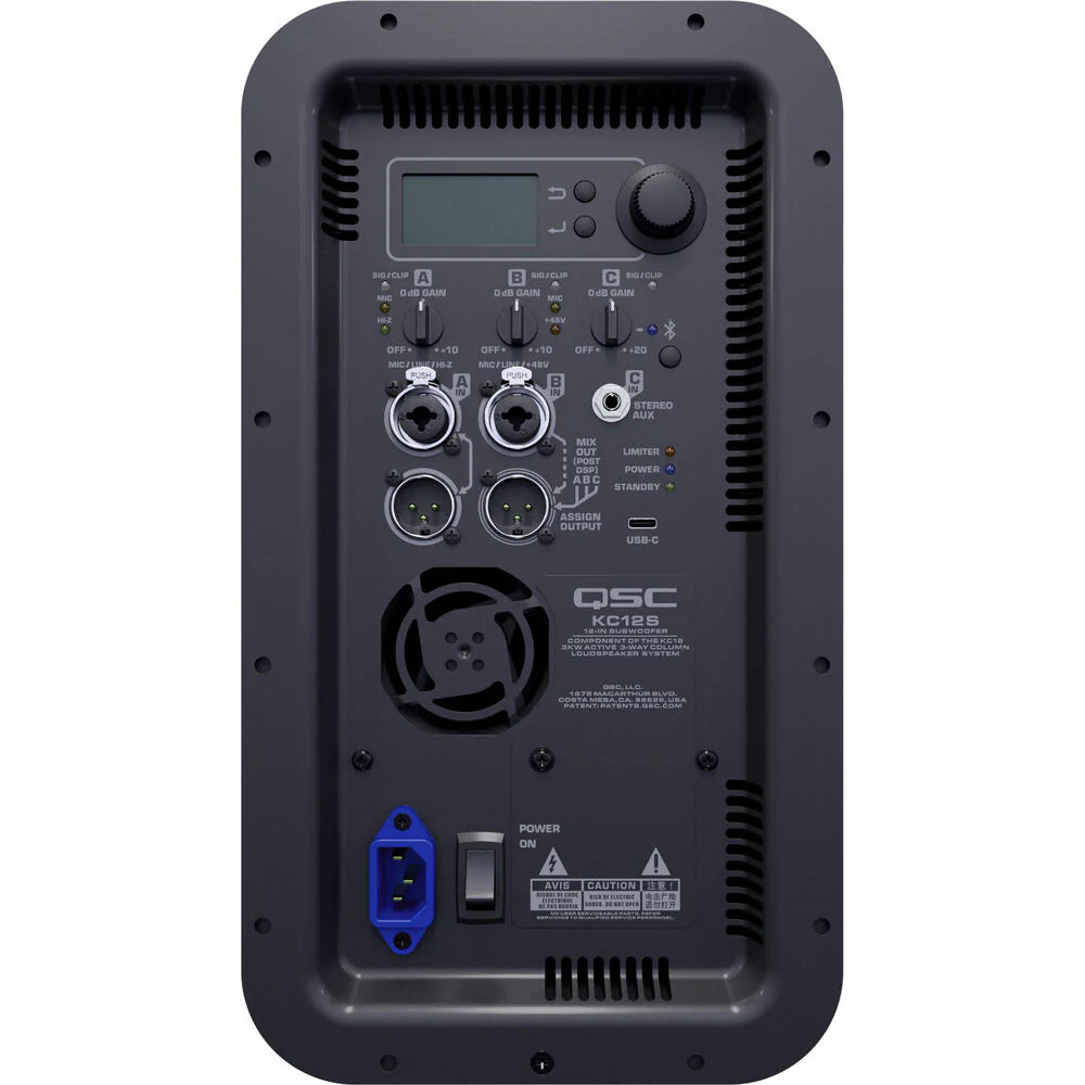 QSC KC12 WHITE (FLOOR DEMO - 2 AVAILABLE - SUB COVER INCLUDED) Powered 3-Way Column loudspeaker System (Bluethoot)