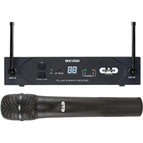 CAD AUDIO WX1600G UHF Wireless Cardioid Hand Mic G Frequency Band - CAD WX1600 UHF 100-Channel Frequency Agile Handheld Wireless System (G: 542 to 564 MHz)