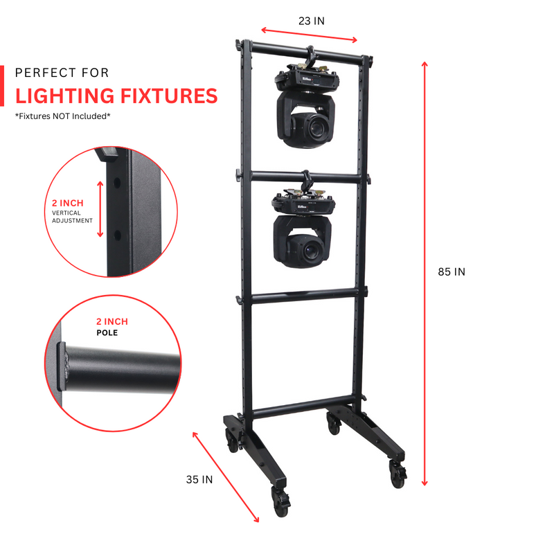 PRO-X- X-ALTO7FT- 7FT Lighting Fixture Moving Head U-Grid Module with 4 Adjustable Bars and Casters or Rubber Feet or Down Rigging