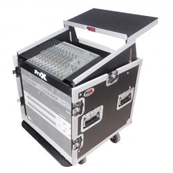 PRO-X- T-12MRLT MK2 - ProX T-12MRLT DJ Combo Flight Case w/ Laptop Shelf Amp Casters