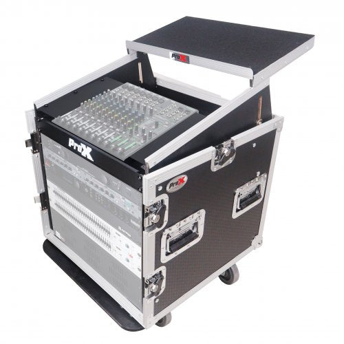 PRO-X- T-12MRLT MK2 - ProX T-12MRLT DJ Combo Flight Case w/ Laptop Shelf Amp Casters