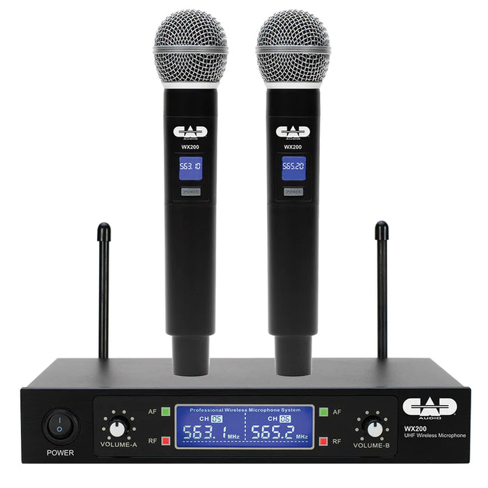 CAD AUDIO WX200 UHF Dual Hand Mic Sys-Fix Freq - CAD WX200 UHF Dual Handheld Microphone System Fixed Frequency