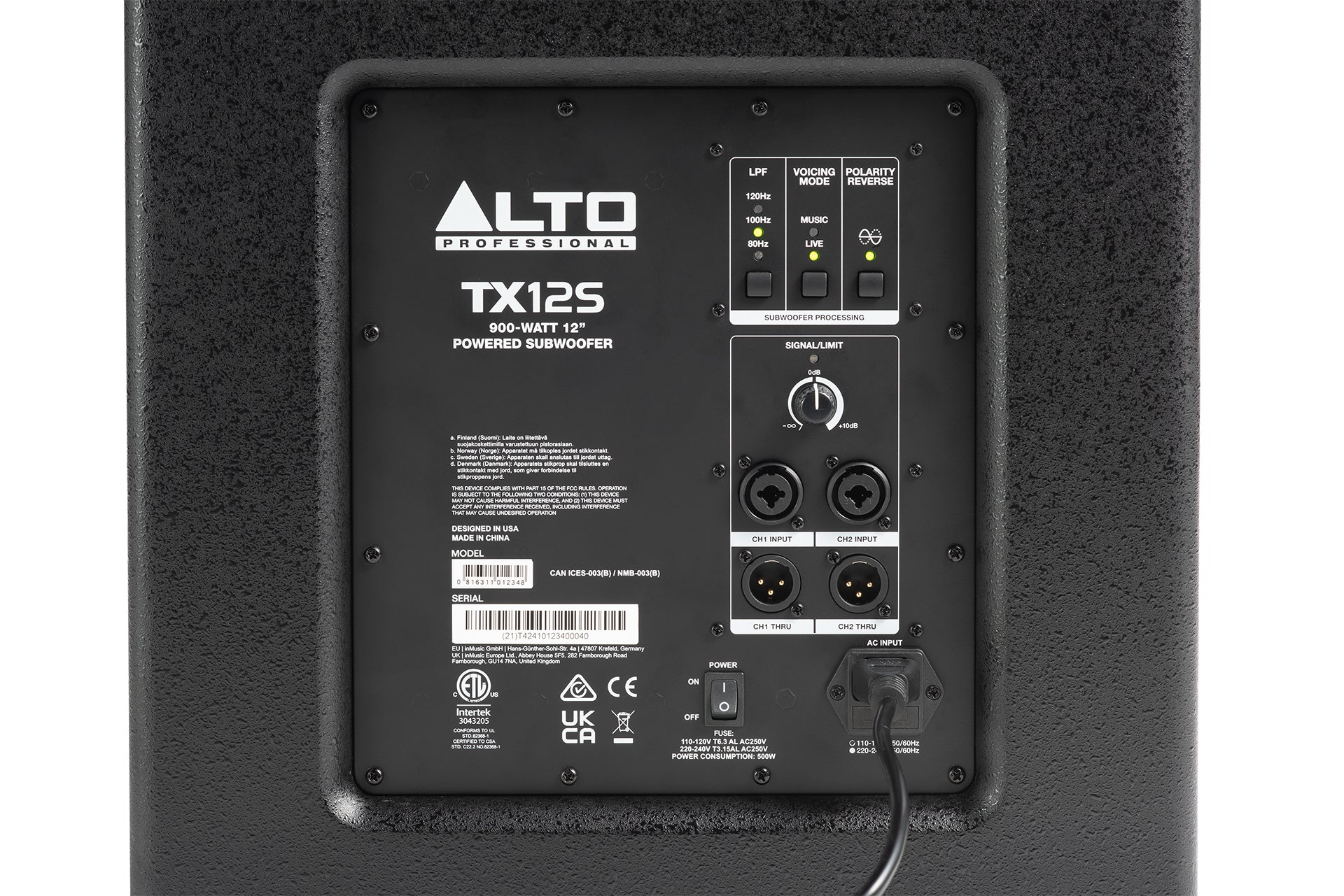 ALTO TX12S - 900W 12-inch DSP-Enhanced Powered Subwoofer