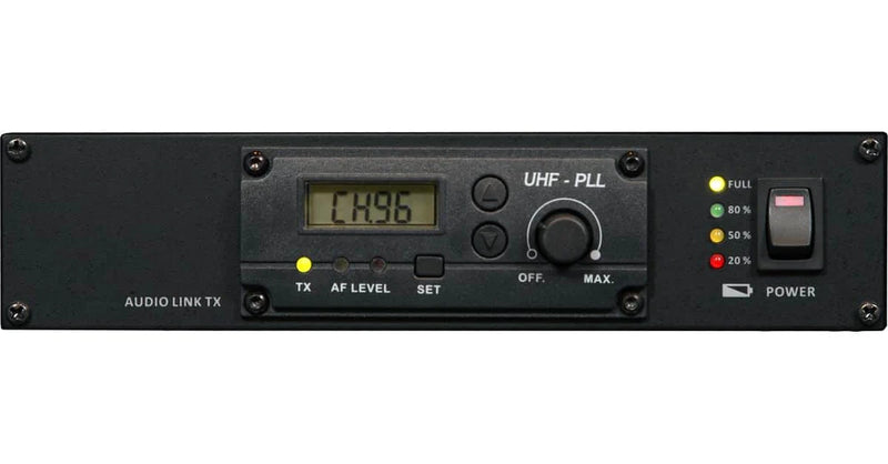 Galaxy Audio AS-TVTX TRAVELER AUDIO LINK TRANSMITTER:  Any Spot Traveler Audio Link Transmitter.  Transmits UHF signal to TV8 or TV10 fitted with "REC" module. Compatible only with older generation (no wheels).