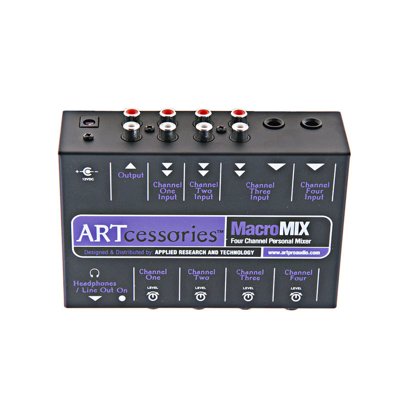 ART ProAudio MACROMIX ART - MINI MIXER - ART MACROMIX 4-Channel Miniature Personal Line Mixer w/Dual RCA And 14 Inputs