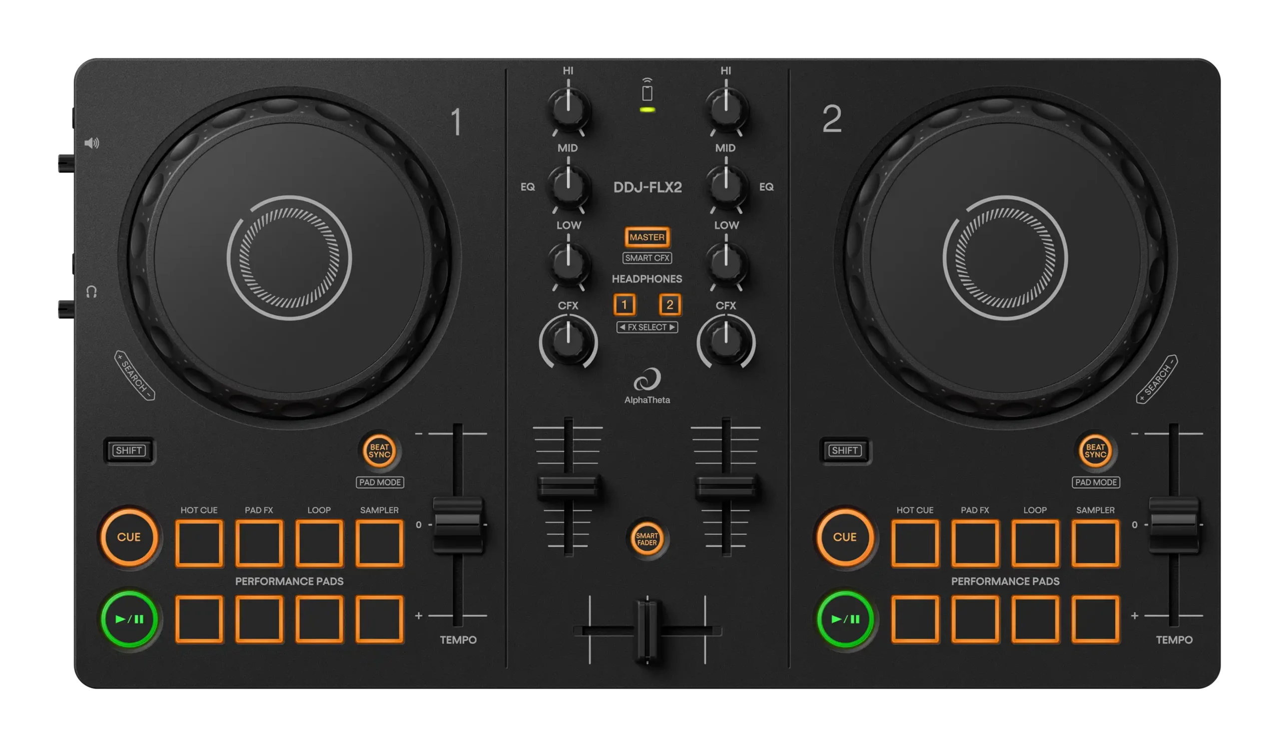 ALPHA TETA  DDJ-FLX2 - Compact 2-Channel DJ Serato  - rekordbox controller.