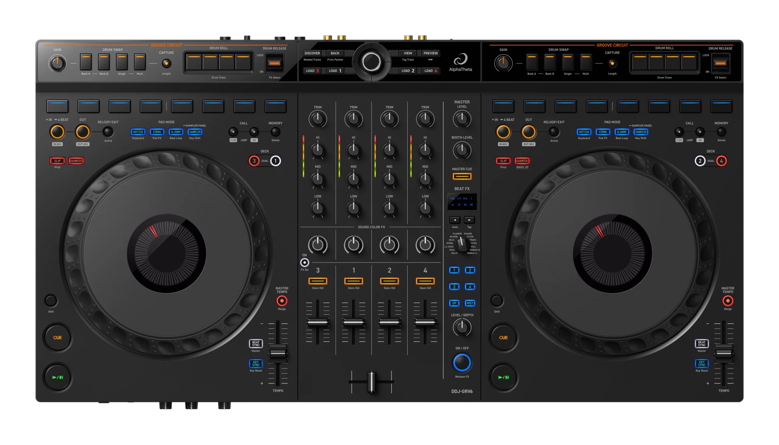 AlphaTheta DDJ-GRV6 - 4-Channel DJ Controller for Rekordbox & Serato DJ Pro