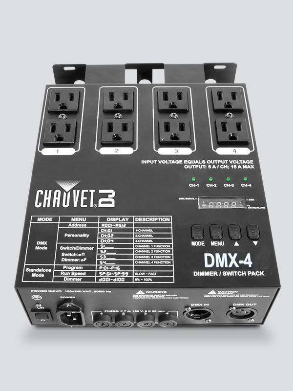 CHAUVET DMX4-2.0 Dimmer pack - Chauvet DJ DMX-4 4-Channel Dimmerswitch Pack Optimized For Use With Small Led Fixtures