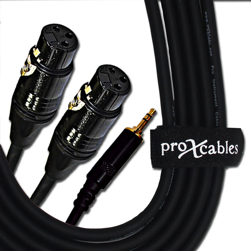 PRO-X- XC-CMXF5 - ProX XC-CMXF5 Unbalanced 3.5mm Mini TRS-M to Dual XLR-F High Performance Audio Y Cable - 5 Ft.