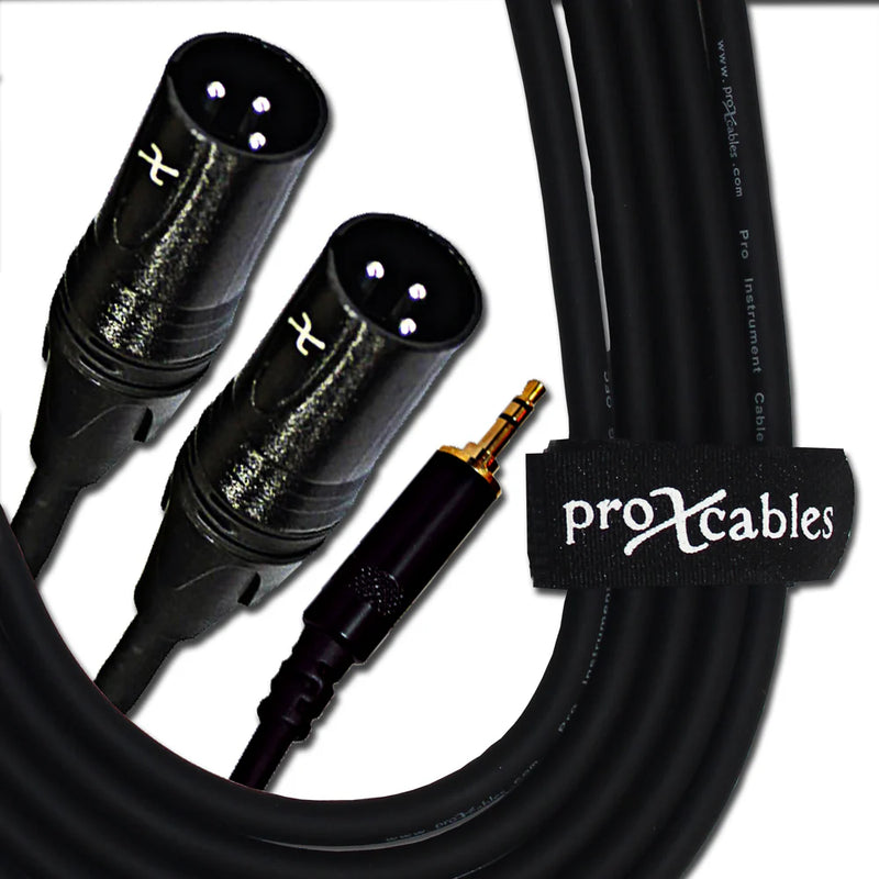 PRO-X- XC-CMXM5 - ProX XC-CMXM5 3.5mm Mini TRS Male to Dual XLR Male High Performance Audio Y Cable - 5 Foot