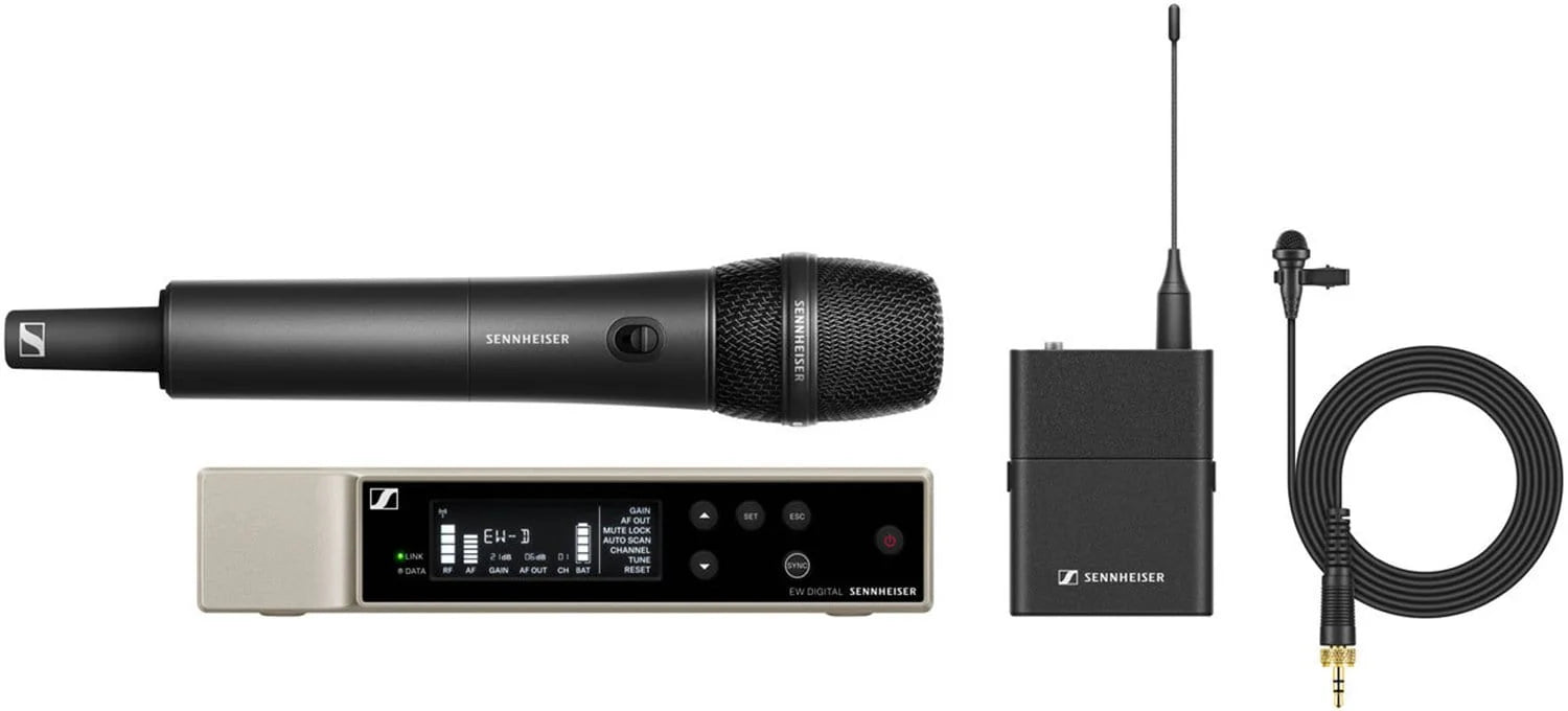 SENNHEISER EW-D ME2/835 SET - combo set digital wireless handheld transmitter and clip-on microphone.
