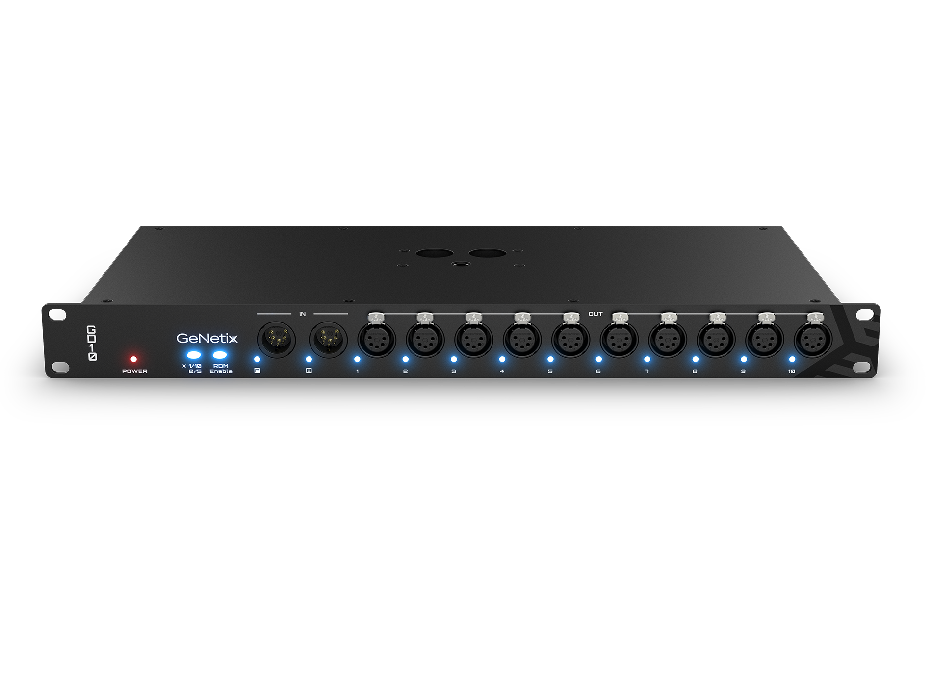 Chamsys GENETIX-GD10 - GeNetix GD10 - 19" 1U rack-mountable, RDM-capable 10 Port DMX Splitter