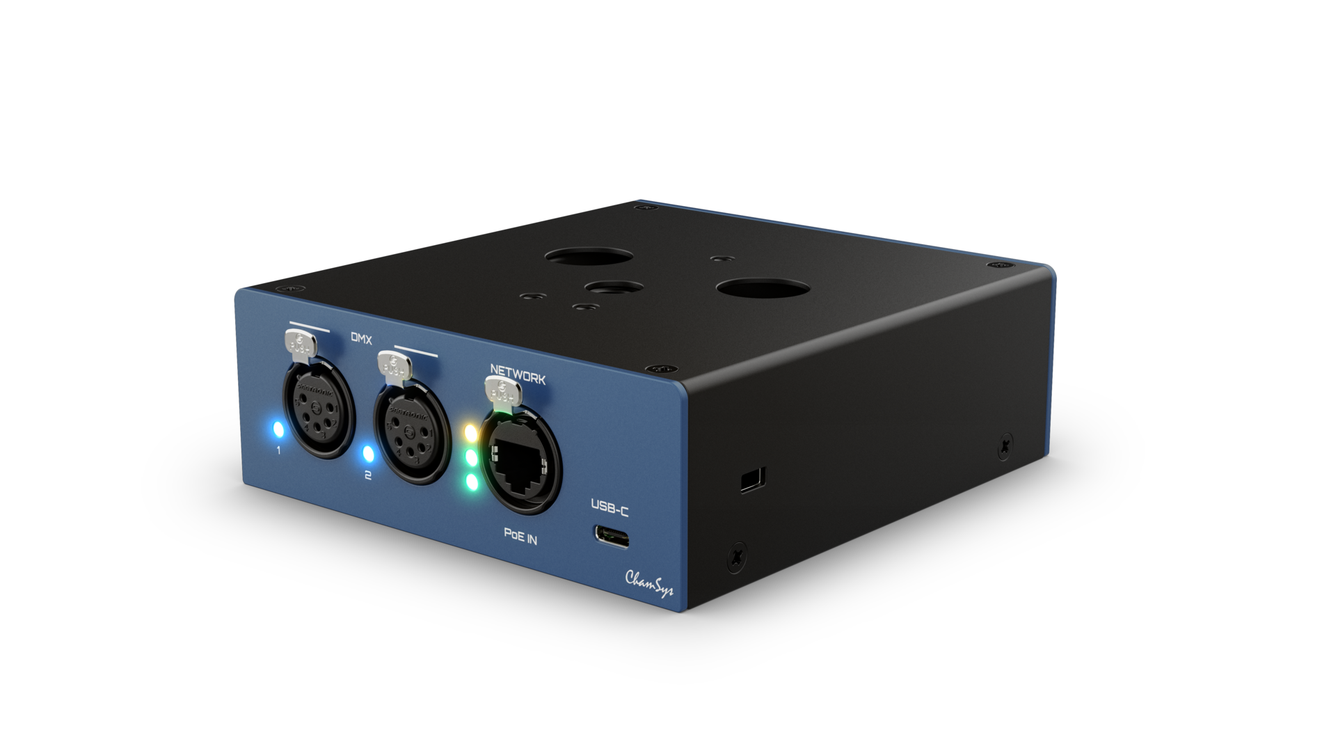 Chamsys GENETIX-GN2 -  two-port Ethernet-DMX node that is compatible with any console supporting Art-Net and sACN. GeNetix Node 2 can also be used as a USB interface for MagicQ PC systems,
