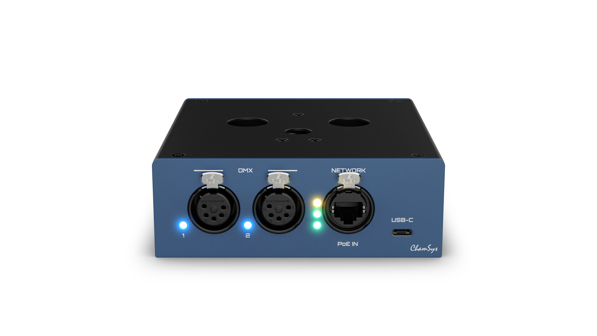 Chamsys GENETIX-GN2 -  two-port Ethernet-DMX node that is compatible with any console supporting Art-Net and sACN. GeNetix Node 2 can also be used as a USB interface for MagicQ PC systems,