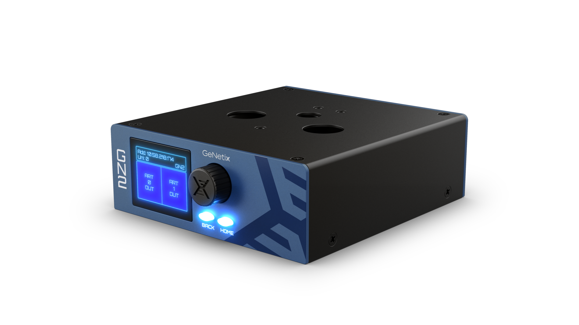 Chamsys GENETIX-GN2 -  two-port Ethernet-DMX node that is compatible with any console supporting Art-Net and sACN. GeNetix Node 2 can also be used as a USB interface for MagicQ PC systems,