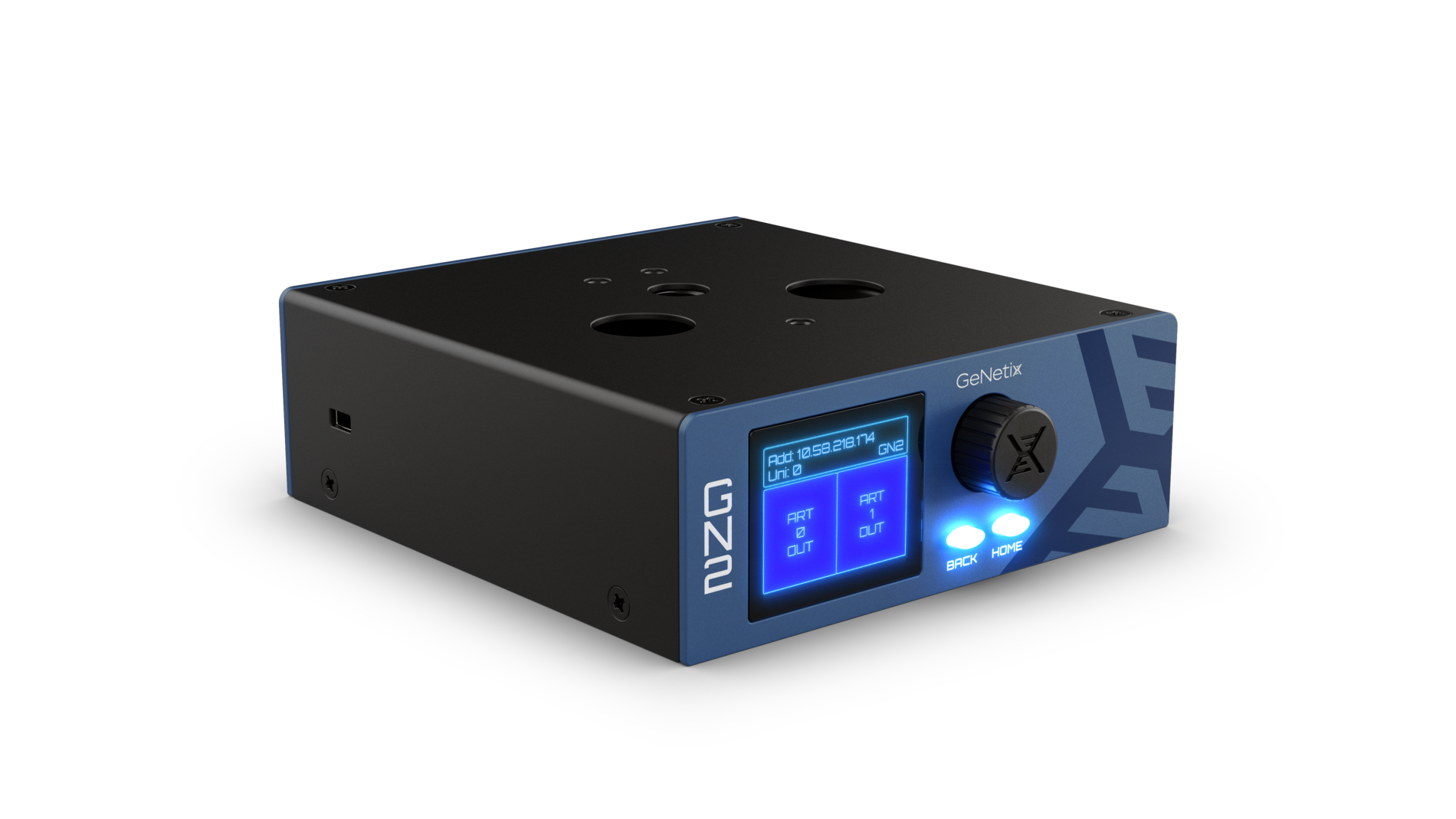 Chamsys GENETIX-GN2 -  two-port Ethernet-DMX node that is compatible with any console supporting Art-Net and sACN. GeNetix Node 2 can also be used as a USB interface for MagicQ PC systems,