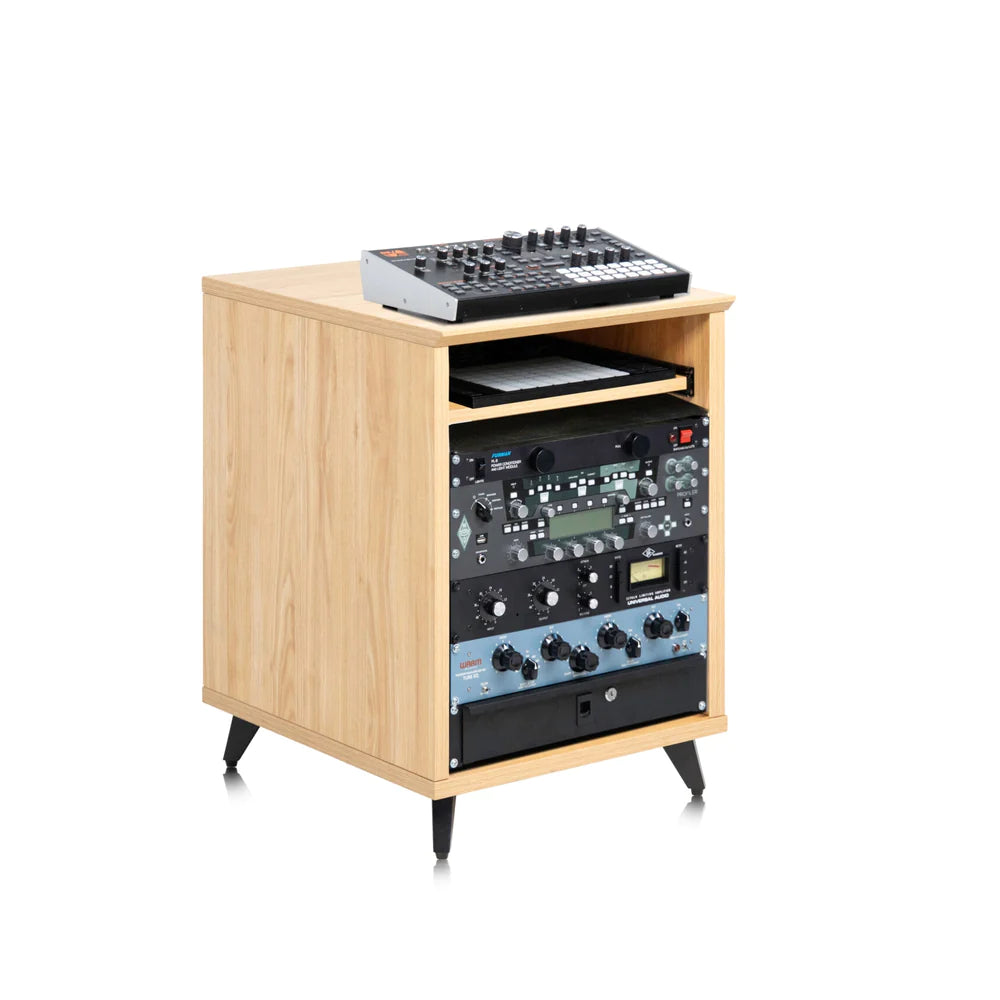 GATOR GFW-ELITEDESKRK-MPL Elite Furniture Series 10U Studio Rack Table in Natural Maple Matte Finish