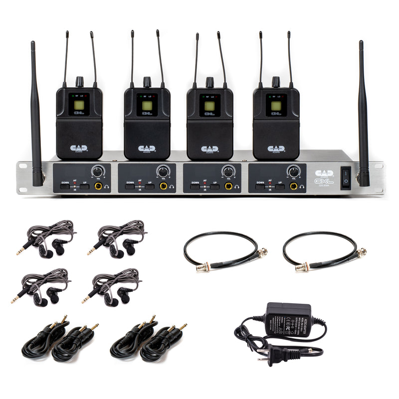CAD AUDIO GXLIEM4 Quad Mix In Ear Monitor System Wireless - CAD GXLIEM4 Quad-Mix In-Ear Wireless Monitoring System (T: 902 to 928 MHz)