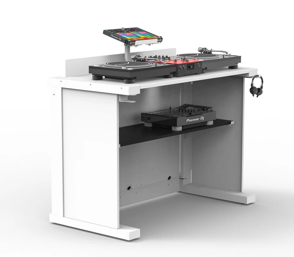 PRO-X- XFH-HUMPTER B3 WH - ProX XFH-HUMPTERB3WH B3 Quick Folding DJ Controller Turntable CD-J Facade Table Workstation by Humpter (White Finish)
