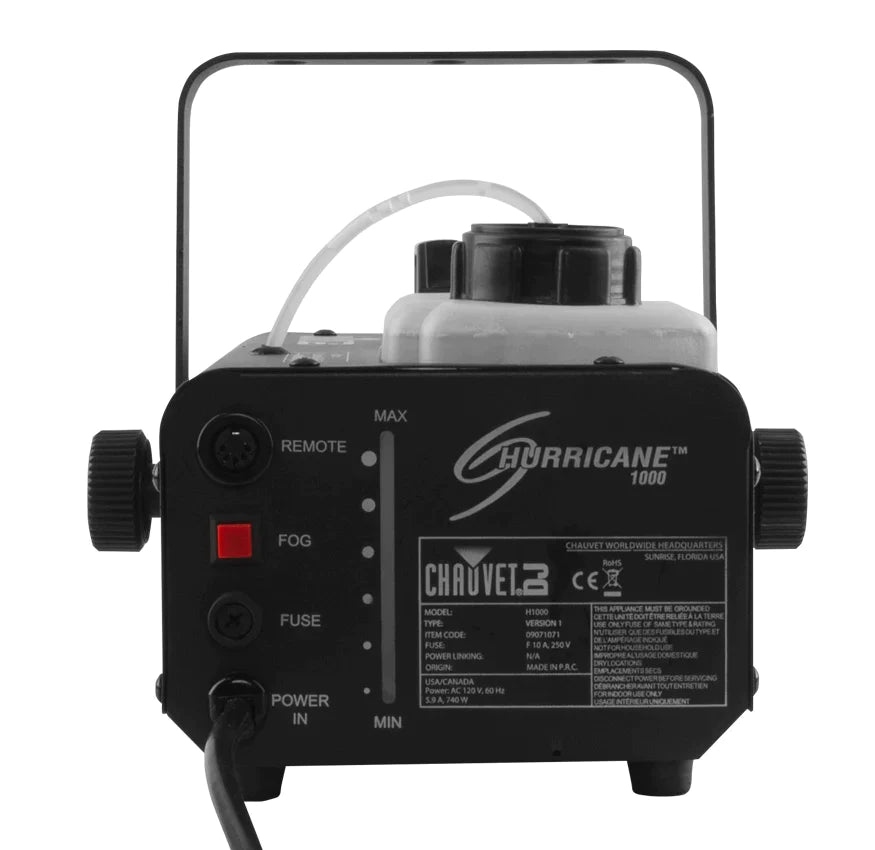 CHAUVET HURRICANE-H1000 (New open box ) Compact Fog Machine -  Compact Lightweight Fog Machine Emits Thick Bursts Of Fog To Enhance Any Light Show