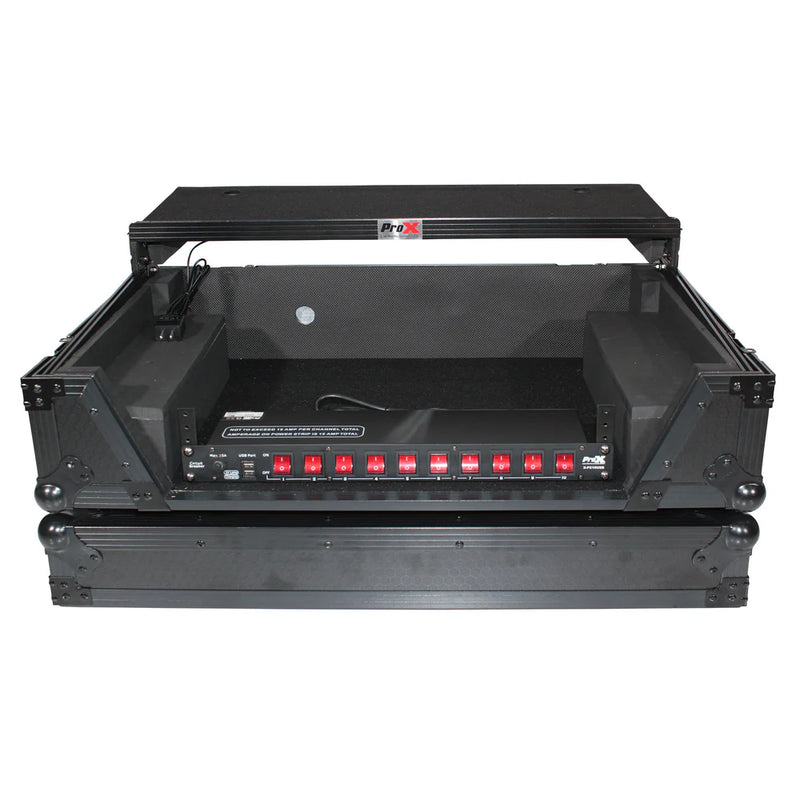 PRO-X- XS-REV71K2U WLTBL LED - ProX XS-REV71K2U WLTBLLED Flight Case for Pioneer DDJ-REV7 & DDJ-1000/SRT with 2U Rackspace/Laptop Shelf/Wheels - Black Finish