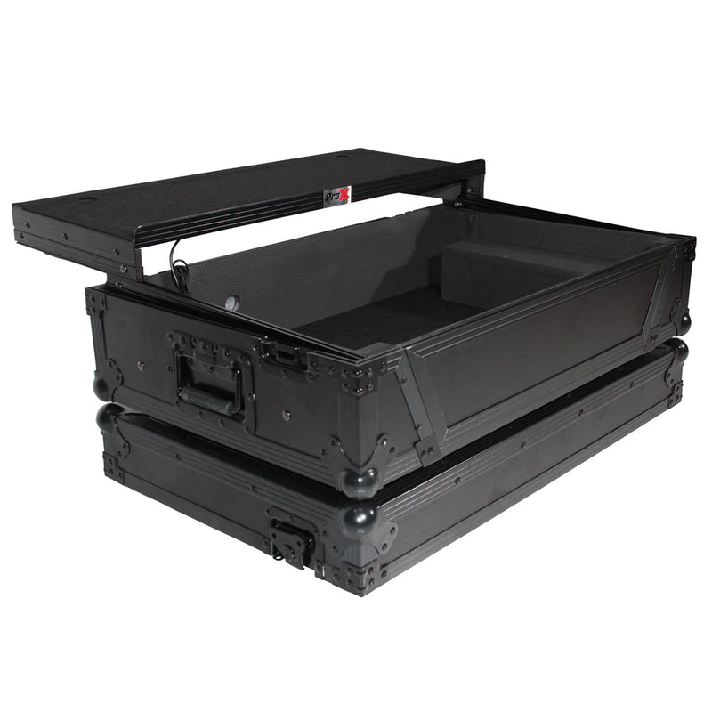 PRO-X- XS-REV71K2U WLTBL LED - ProX XS-REV71K2U WLTBLLED Flight Case for Pioneer DDJ-REV7 & DDJ-1000/SRT with 2U Rackspace/Laptop Shelf/Wheels - Black Finish