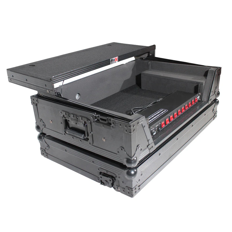 PRO-X- XS-REV71K2U WLTBL LED - ProX XS-REV71K2U WLTBLLED Flight Case for Pioneer DDJ-REV7 & DDJ-1000/SRT with 2U Rackspace/Laptop Shelf/Wheels - Black Finish