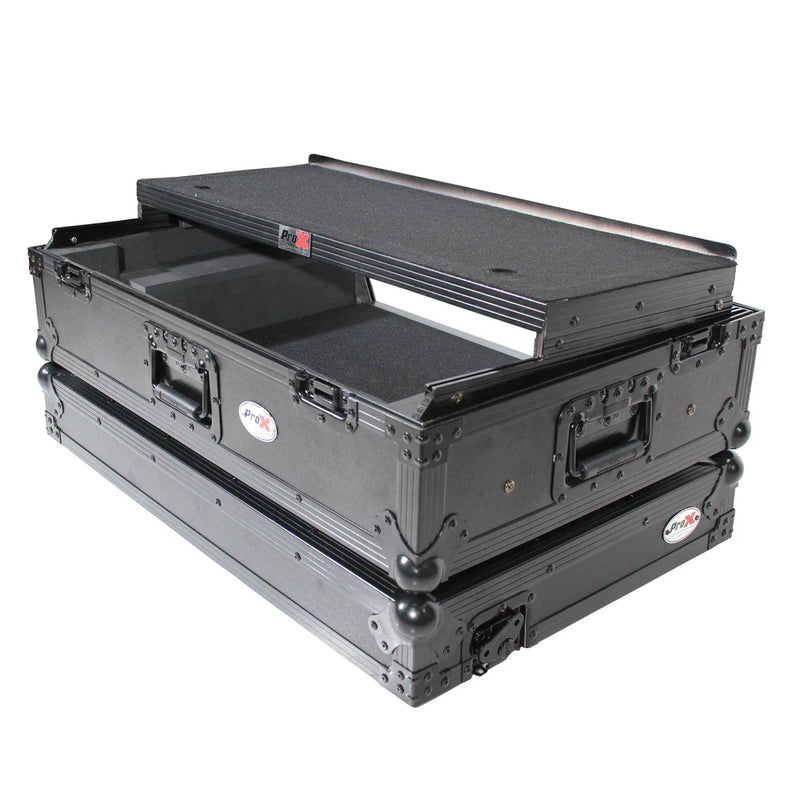 PRO-X- XS-REV71K2U WLTBL LED - ProX XS-REV71K2U WLTBLLED Flight Case for Pioneer DDJ-REV7 & DDJ-1000/SRT with 2U Rackspace/Laptop Shelf/Wheels - Black Finish