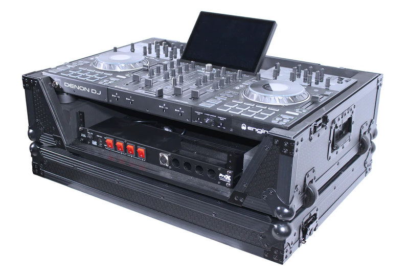 PRO-X- XS-PRIME4 WBL2U - ProX XS-PRIME4-WBL2U Flight Case for Denon Prime 4 Standalone DJ System W-2U Rackspace & Wheels