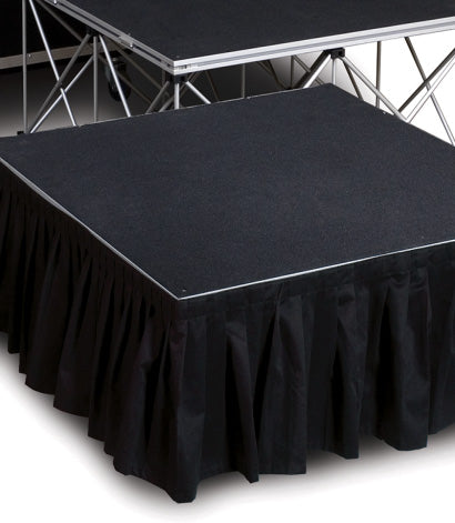 INTELLISTAGE  ISSK8X18 - 8' Wide 16" Long Black Stage Skirt with Pleats