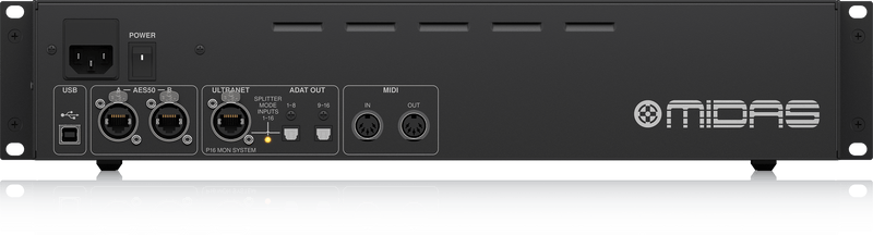 MIDAS DL16 - 16 Input, 8 Output Stage Box with 16 Midas Microphone Preamplifiers, ULTRANET and ADAT Interfaces