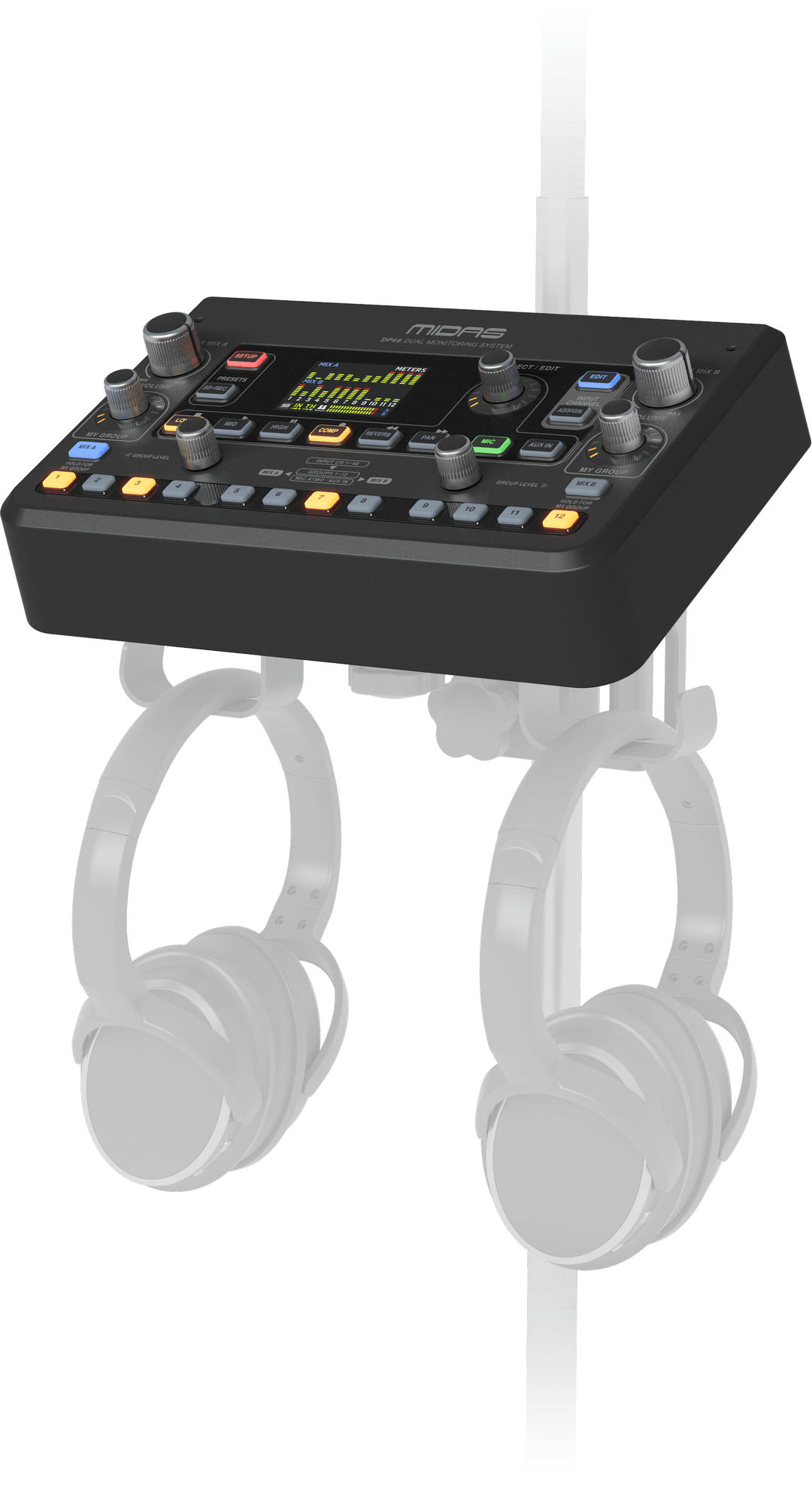 MIDAS DP-48 - Dual 48-Channel Personal Monitor Mixer with SD Card Recorder, Stereo Ambience Microphone and Remote Powering