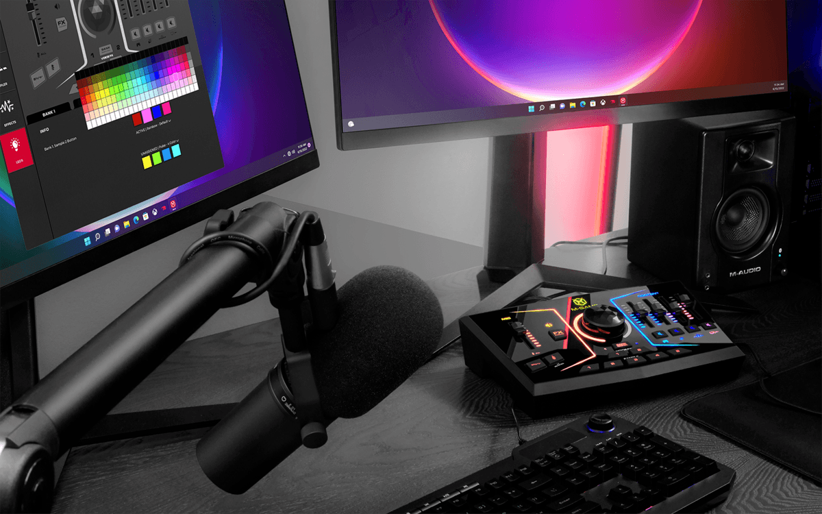 M-AUDIO MGAMERGBDUAL - DUAL USB STREAMING INTERFACE WITH RGB LED LIGHTING, VOICE EFFECTS, AND SAMPLER