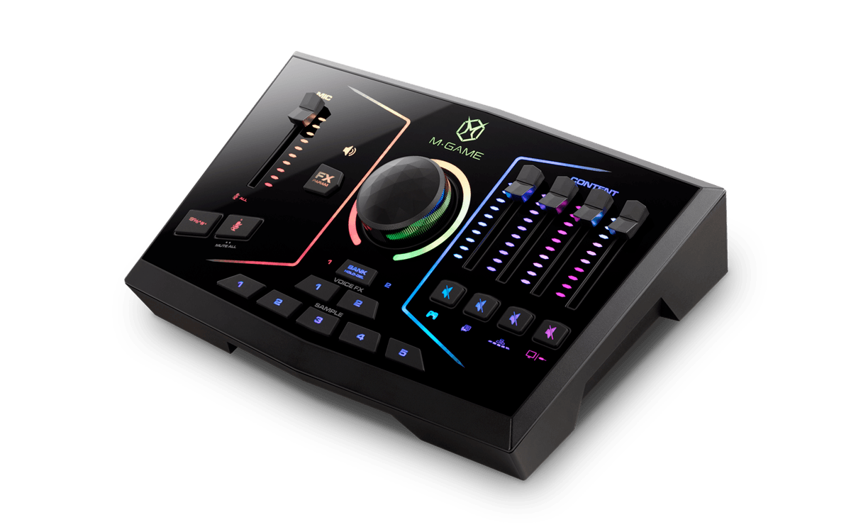 M-AUDIO MGAMERGBDUAL - DUAL USB STREAMING INTERFACE WITH RGB LED LIGHTING, VOICE EFFECTS, AND SAMPLER