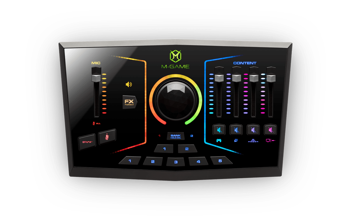 M-AUDIO MGAMERGBDUAL - DUAL USB STREAMING INTERFACE WITH RGB LED LIGHTING, VOICE EFFECTS, AND SAMPLER