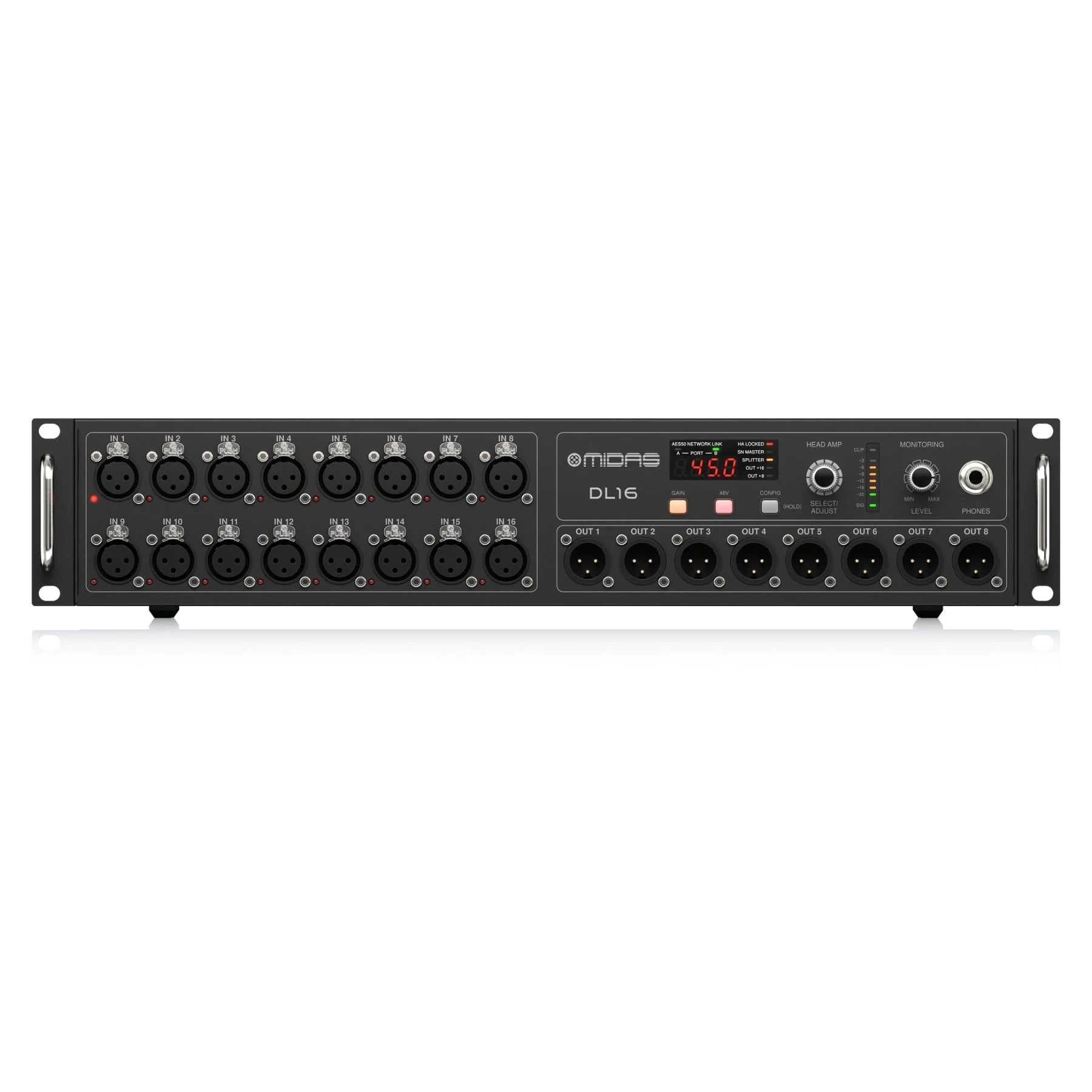 MIDAS DL16 - 16 Input, 8 Output Stage Box with 16 Midas Microphone Preamplifiers, ULTRANET and ADAT Interfaces