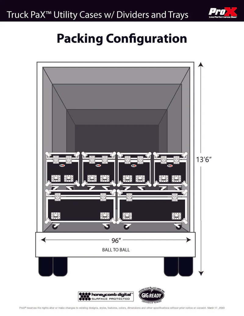 PRO-X- XS-UTL243030W MK2 - ProX XS-UTL243030W-MK2 TruckPaX Heavy-Duty Truck Pack Utility Flight Case W-Divider and Tray Kit