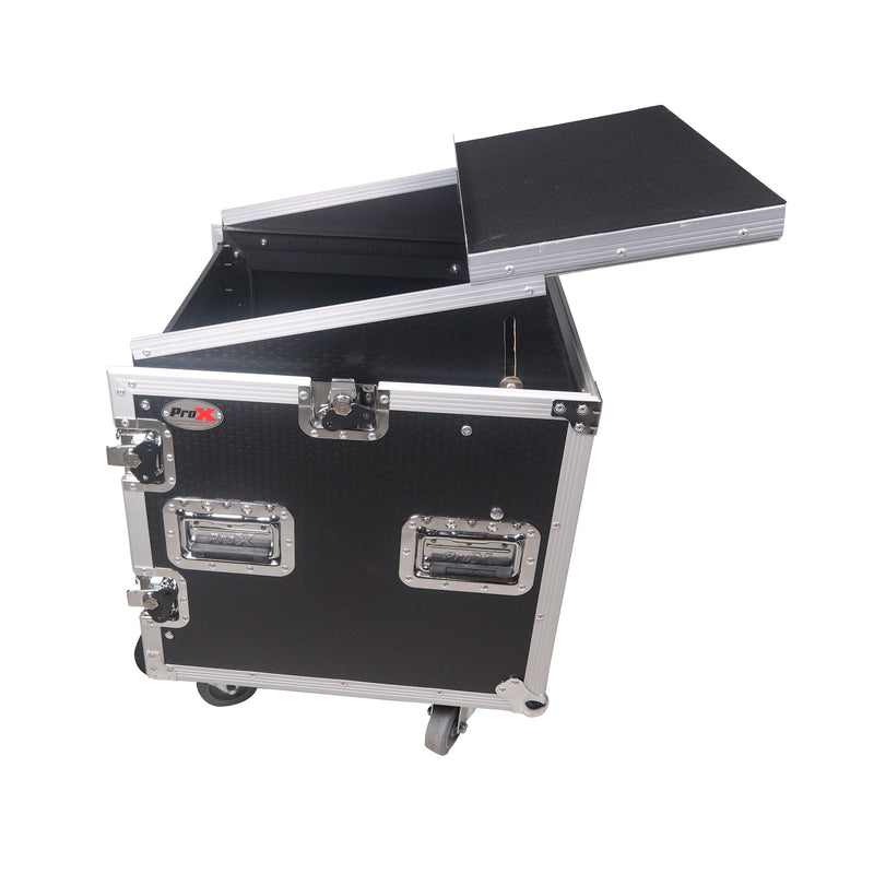 PRO-X- T-12MRLT MK2 - ProX T-12MRLT DJ Combo Flight Case w/ Laptop Shelf Amp Casters