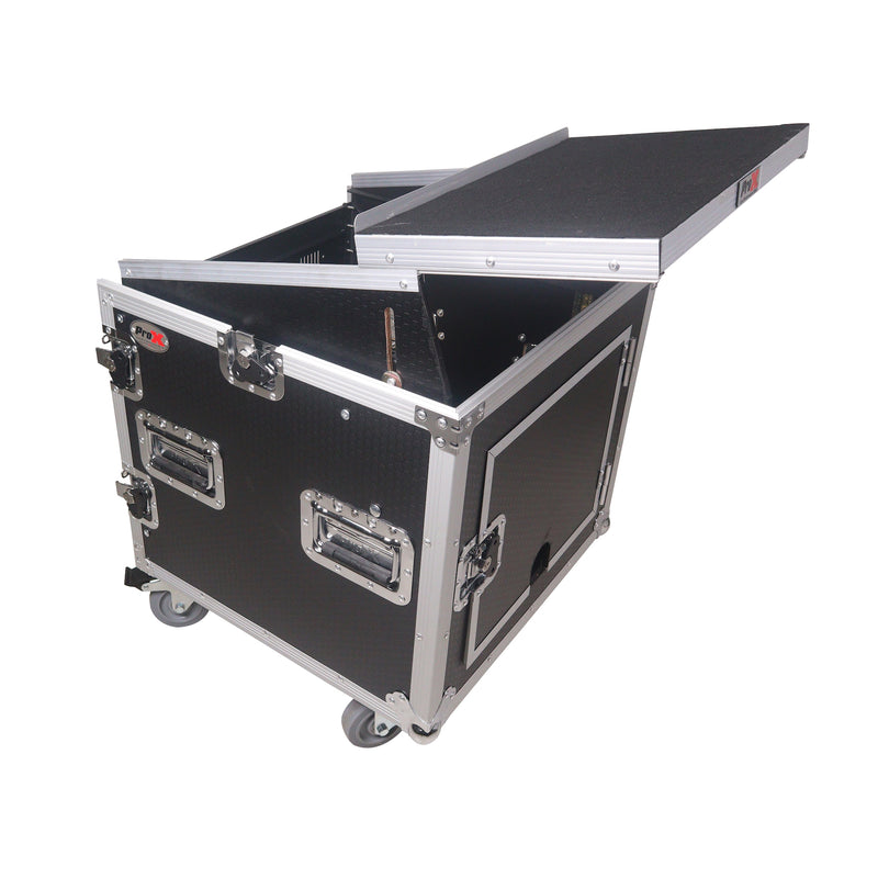 PRO-X- T-12MRLT MK2 - ProX T-12MRLT DJ Combo Flight Case w/ Laptop Shelf Amp Casters