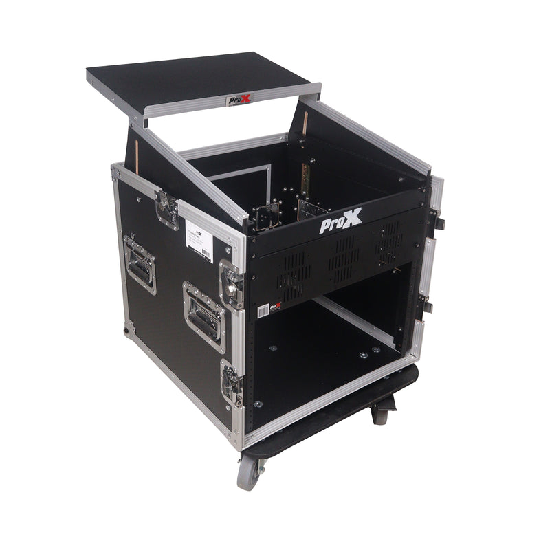 PRO-X- T-12MRLT MK2 - ProX T-12MRLT DJ Combo Flight Case w/ Laptop Shelf Amp Casters