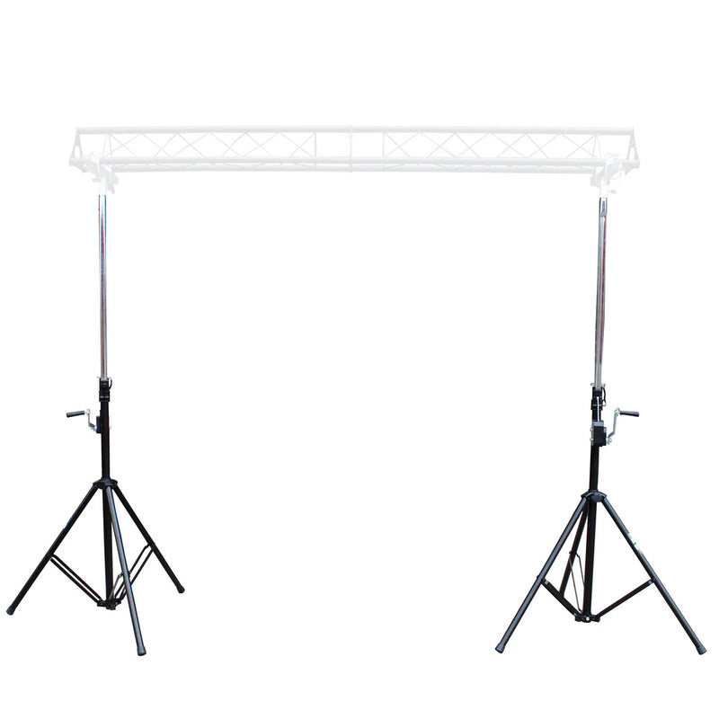 PRO-X- T-LS35C-Stand - ProX T-LS35C-STAND Pair of Two 9.5 Ft 3.5 M Triangle Truss DJ Lighting Crank Up Stands