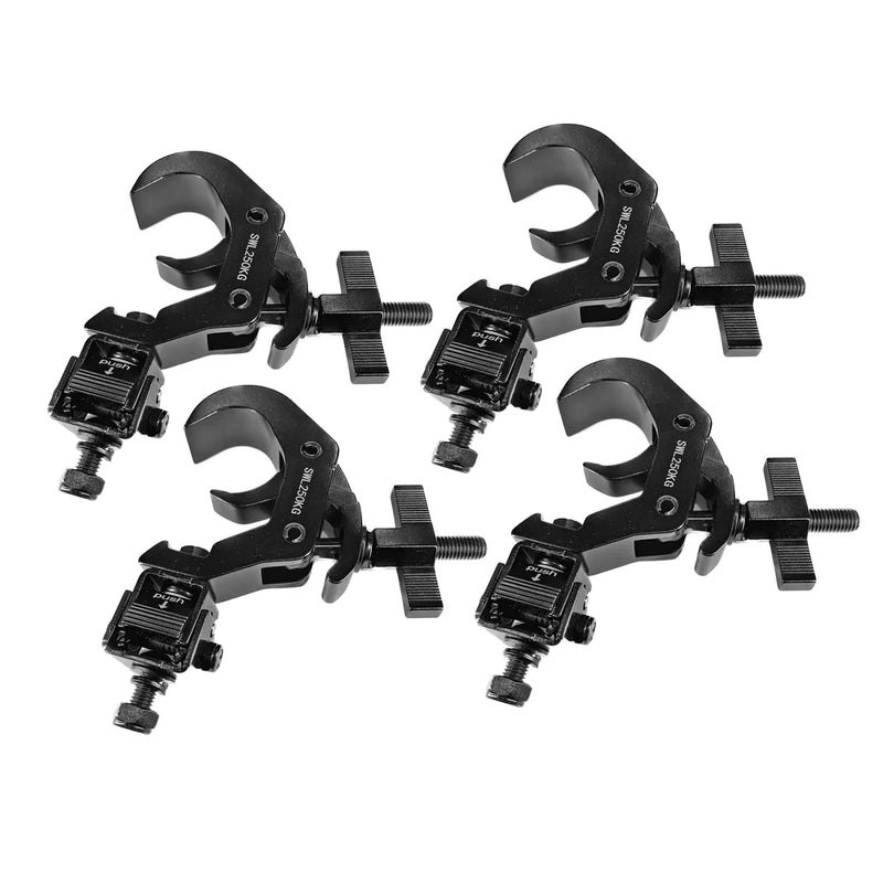 PRO-X- T-QFC12X4 - ProX T-QFC12X4 Set of (4) Quick 90º Folding Moving Head Clamp Adapters with T-C12 Truss Clamp 2 in. Diameter (Black)