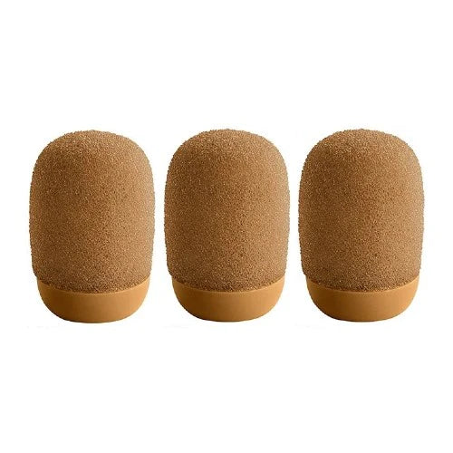 Shure RPMUL4SFWS/T Microphone Windscreen - Shure Snap Fit Windscreen for UniPlex Lapel Microphone - 3-Pack (Tan)