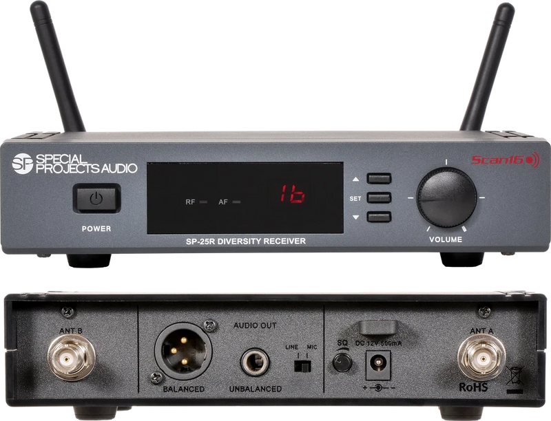 Galaxy Audio AW-25RD1 RECEIVER: 16 Ch. True Diversity Auto Scan Receiver - Galaxy Audio SP-25RD1 16 Channel True Diversity Auto Scan Receiver