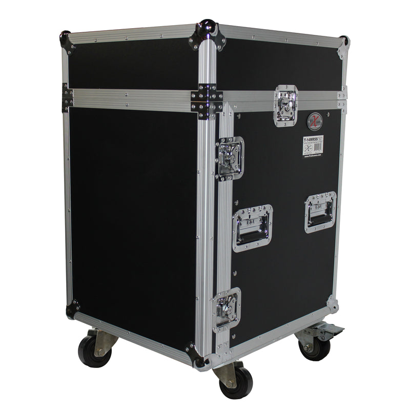 PRO-X- T-14MRSS MK2 - ProX T-14MRSS DJ Combo Flight Case - PROX T-14MRSS 14U RACK / 10U SLANT COMBO CASE