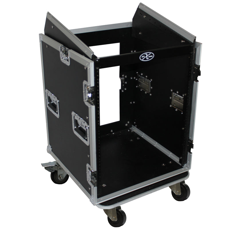 PRO-X- T-14MRSS MK2 - ProX T-14MRSS DJ Combo Flight Case - PROX T-14MRSS 14U RACK / 10U SLANT COMBO CASE