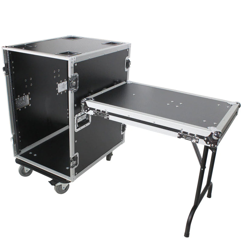 PROX-T-16RSS24WDST -ProX T-16RSS24WDST 16U Space Amp Rack Mount ATA Flight Case 2x Side Tables and Casters