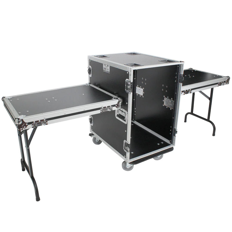 PRO-X- T-16RSS24WDST - ProX T-16RSS24WDST 16U Space Amp Rack Mount ATA Flight Case 2x Side Tables and Casters